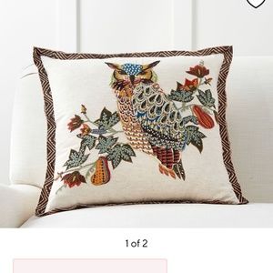 Pottery Barn Embroidered Owl Pillow Cover 20X20